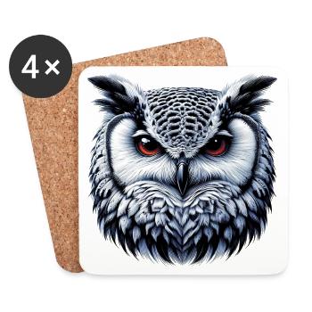 Owl - Coasters (set of 4) - white - Front