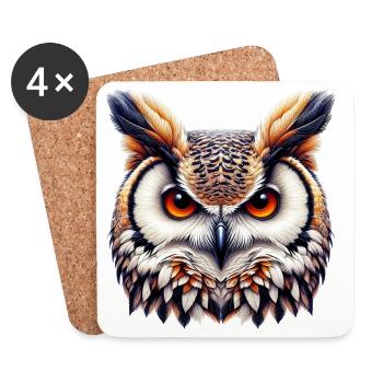 Hibou - Dessous de verre (lot de 4) - blanc - Devant