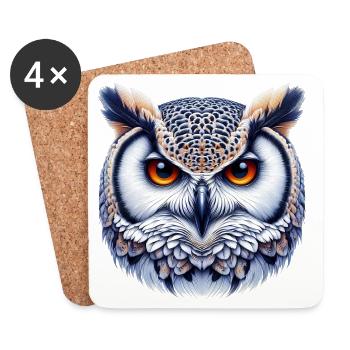 Owl - Coasters (set of 4) - white - Front