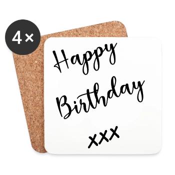 Alles Gute zum Geburtstag - Untersetzer (4er-Set) - Weiß - Vorne