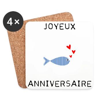 JOYEUX ANNIVERSAIRE - Dessous de verre (lot de 4) - blanc - Devant
