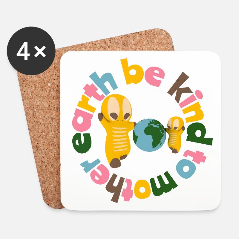 Niedliche Kawaiifiguren - Untersetzer (4er-Set) - Weiß