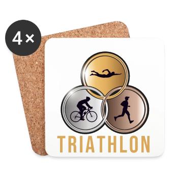 Triathlon - Untersetzer (4er-Set) - Weiß - Vorne