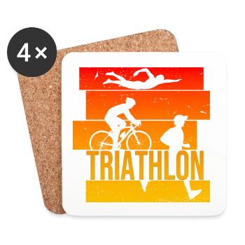Triathlon - Untersetzer (4er-Set) - Weiß - Vorne