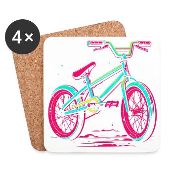 BMX Bike Vaporwave - Coasters (set of 4) - white - Front