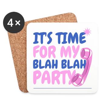 It's time for my blah blah party - Coasters (set of 4) - white - Front