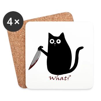 Black Cat - Untersetzer (4er-Set) - Weiß - Vorne