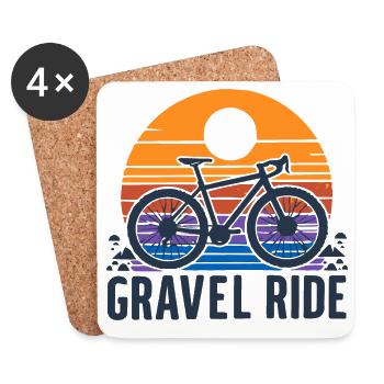 Vintage Sunset Bike Illustration - Coasters (set of 4) - white - Front