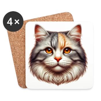 Cat - Coasters (set of 4) - white - Front