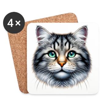 Cat - Coasters (set of 4) - white - Front
