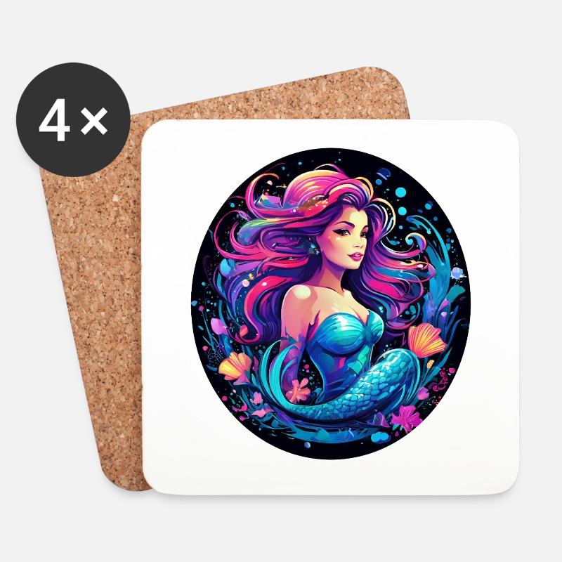 The Mermaid - Untersetzer (4er-Set) - Weiß