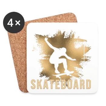 Skateboard - Untersetzer (4er-Set) - Weiß - Vorne