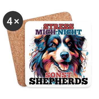 Berger australien Don’t Stress Me cadeau - Dessous de verre (lot de 4) - blanc - Devant