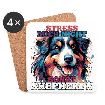 Berger australien Don’t Stress Me cadeau - Dessous de verre (lot de 4) - blanc - Devant