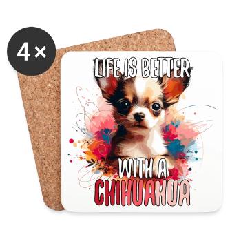 Chihuahua Puppy Cute Life Dog Gift - Coasters (set of 4) - white - Front