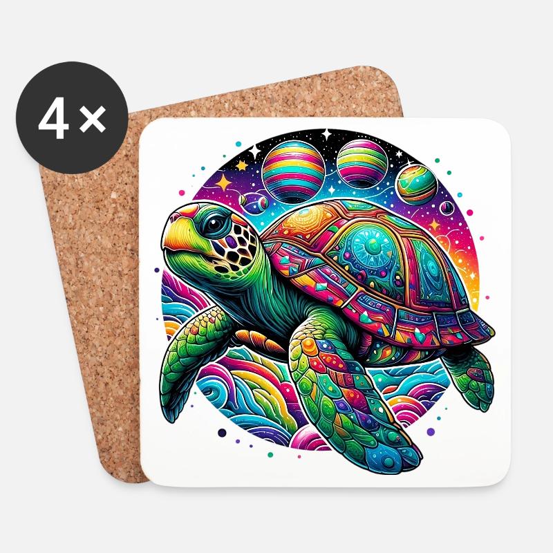 Schildkröte - Untersetzer (4er-Set) - Weiß