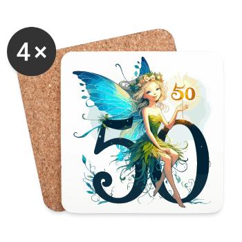 50 Jahre Fee Elfe süß Geburtstag Geschenk - Untersetzer (4er-Set) - Weiß - Vorne