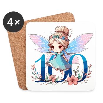 100 Jahre Fee Elfe süß Geburtstag Geschenk - Untersetzer (4er-Set) - Weiß - Vorne