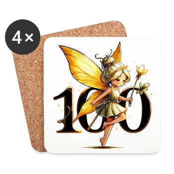 100 Jahre Fee Elfe süß Gold Geburtstag Geschenk - Untersetzer (4er-Set) - Weiß - Vorne