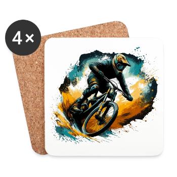 MTB Mountainbiking Mountainbike Geschenk - Untersetzer (4er-Set) - Weiß - Vorne