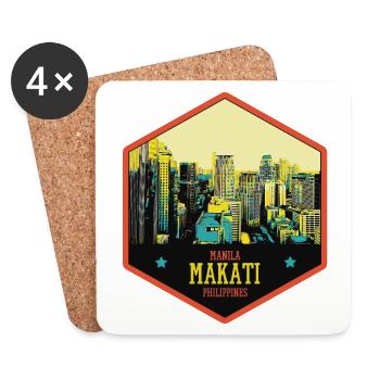 Skyline Éclatant : Makati, Manille, Philippines - Dessous de verre (lot de 4) - blanc - Devant