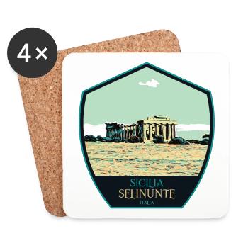 Illustration Greek Temple in Selinunte, Sicily - Coasters (set of 4) - white - Front