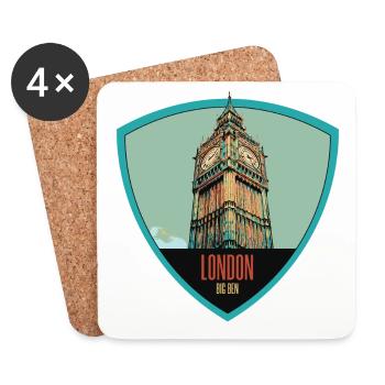 Iconic illustration of the Big Ben Tower - Coasters (set of 4) - white - Front