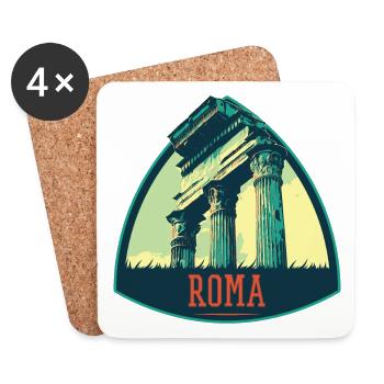 Illustration de Ruines Antiques à Rome - Dessous de verre (lot de 4) - blanc - Devant