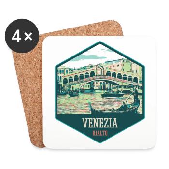 Illustration der Rialtobrücke, Venedig - Untersetzer (4er-Set) - Weiß - Vorne