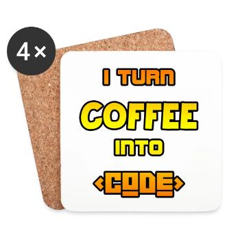 I turn coffee into code - Coasters (set of 4) - white - Front