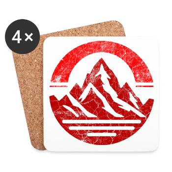 Vintage Roter Berg - Untersetzer (4er-Set) - Weiß - Vorne