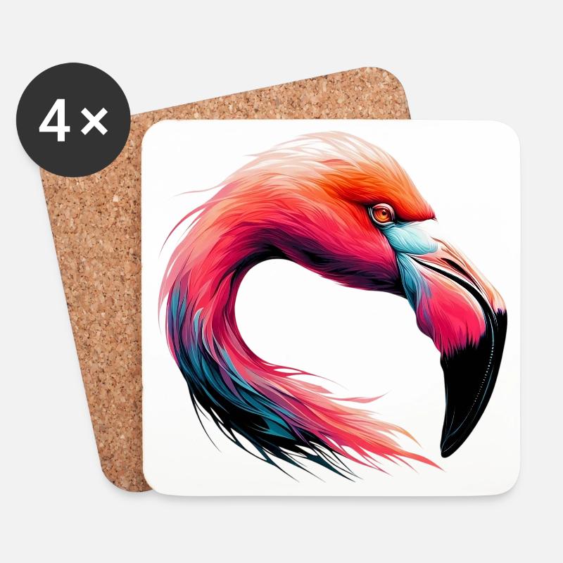 Flamingo - Untersetzer (4er-Set) - Weiß