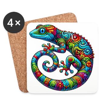 Gecko - Untersetzer (4er-Set) - Weiß - Vorne