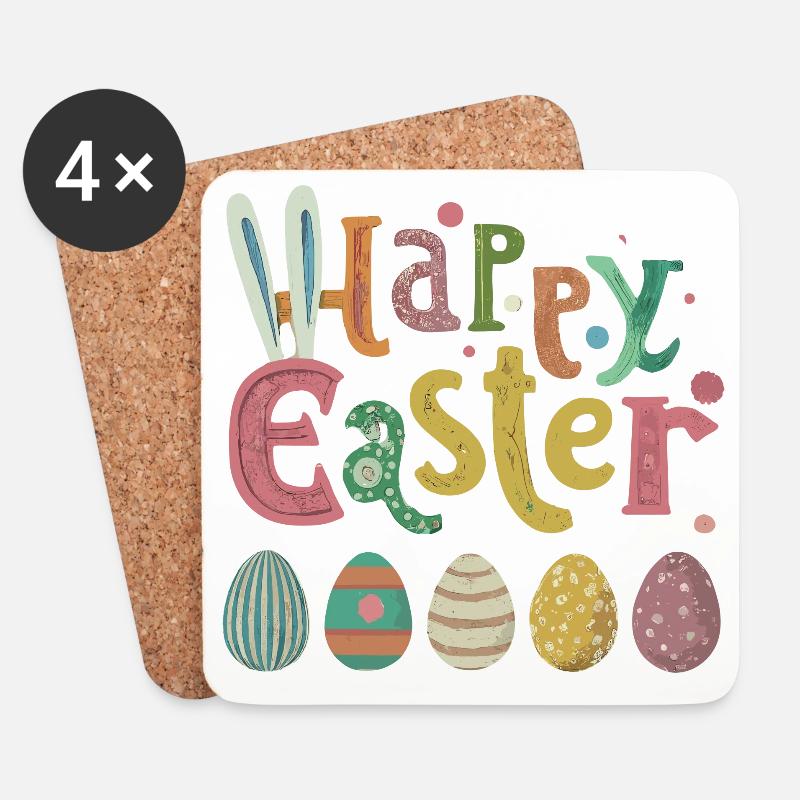 Colorful Easter egg with cheerful details - Coasters (set of 4) - white