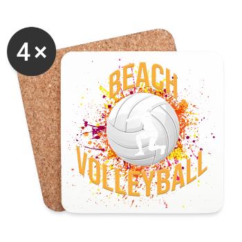 Beachvolleyball - Untersetzer (4er-Set) - Weiß - Vorne