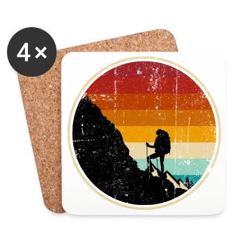Grimpeur au coucher du soleil Cercle rétro - Dessous de verre (lot de 4) - blanc - Devant
