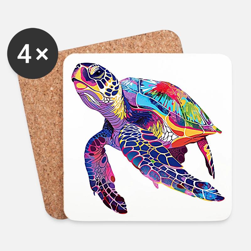 Turtle rainbow - Coasters (set of 4) - white