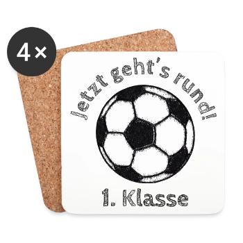 School enrolment - Soccer - 1st grade - Coasters (set of 4) - white - Front