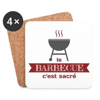 Le barbecue c'est sacré - Dessous de verre (lot de 4) - blanc - Devant