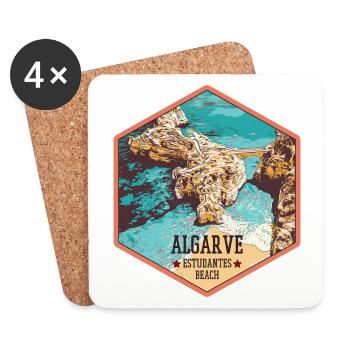 Plage Estudantes près de Lagos, Algarve - Dessous de verre (lot de 4) - blanc - Devant