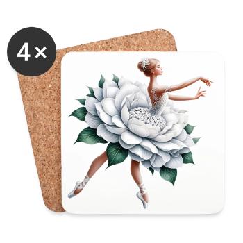Ballet dancer with tutu - Coasters (set of 4) - white - Front