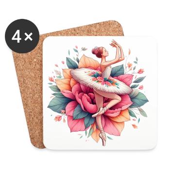 Ballet dancer with tutu - Coasters (set of 4) - white - Front