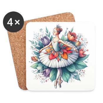 Ballet dancer with tutu - Coasters (set of 4) - white - Front