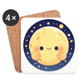 La Lune qui sourit - Dessous de verre (lot de 4) - blanc - Devant