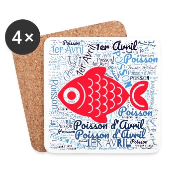 POISSON. POISSON D'AVRIL. VACANCES. ETE. HUMOUR - Dessous de verre (lot de 4) - blanc - Devant