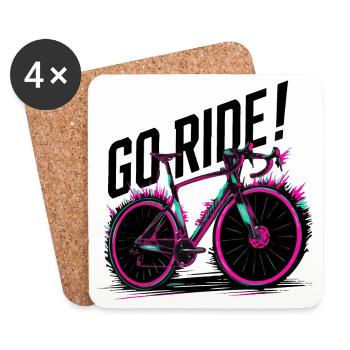 Neon Cycling Adventure Illustration - Coasters (set of 4) - white - Front
