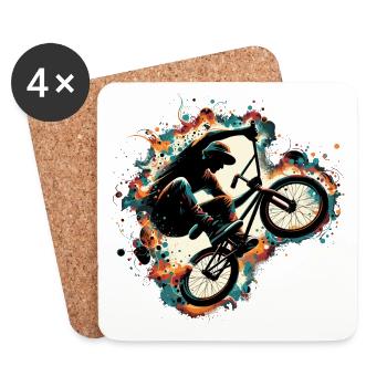 BMX Bike Bike Trick cadeau - Dessous de verre (lot de 4) - blanc - Devant