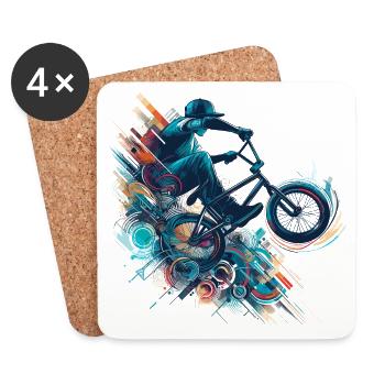 BMX Bike Bike Trick Bunny Hop Gift - Coasters (set of 4) - white - Front