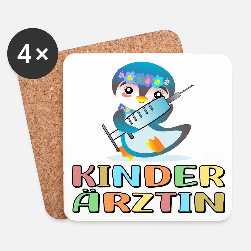 Kinderärztin Medizinerin Kinderheilkunde - PINGUIN - Untersetzer (4er-Set) - Weiß
