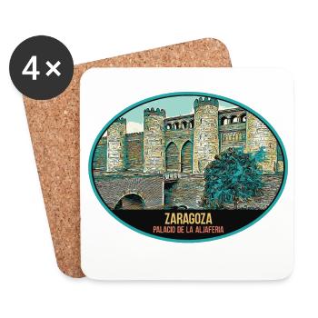Zaragoza, illustration of the Aljaferia - Coasters (set of 4) - white - Front